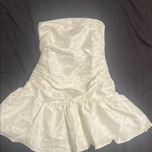 Elegant Strapless Mini White Dress